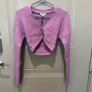 NWT For Love & Lemons Emery Crop Cardigan Sweater Size XXS Purple